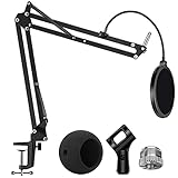 InnoGear verstellbarer Mikrofonständer, Mic Arm mit Mikrofon Pop Schutz, Mikrofonclip, 3/8 '' bis 5/8 '' Gewindeadapter und Mic windscreen, für Blue Snowball und Blue Snowball iCE