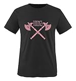 Comedy Shirts - Vikings Axt - Mädchen T-Shirt - Schwarz/Rosa Gr. 110-116