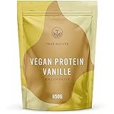 Vegan Protein Vanille - Enzymaktiv - Super Leckeres & Natürliches Veganes Proteinpulver - Mehrkomponenten Komplex aus Reis, Erbse, Hanf, Kürbiskern & Kichererbse - Deutsche Produktion - TRUE NATURE®