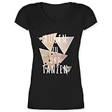 Festival & Konzert Zubehör - Augen zu und tanzen - M - Schwarz - t Shirt schwarz mit Auge - XO1525 - Damen T-Shirt mit V