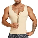 IFKODEI Herren Kompressionsshirt Unterhemd Schlankheits Body Shaper Weste Reißverschluss Ärmellos Shapewear Athletic Workout Tank Top, beige, 3X-Groß