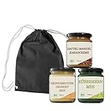 Mynatura Bio Mus-Set 5 I Dattel-Mandel-Creme I Crunchy Erdnussmus I Kürbiskernmus I Aufstrich I Nussmus I Mus I Kochen I Backen I 1500g (Gymbag)