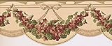 Concord Wallcoverings Tapetenbordüre Blumenmuster Girlande aus Blumen Blättern für Wohnzimmer Schlafzimmer Essbereich Creme Grün Beige Dunkelrot 20,3 cm x 4,5 m CH77644DC