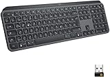 Logitech MX Keys Kabellose Tastatur, Bluetooth & USB-Empfänger, USB-C Anschluss, 5-Monate Akkulaufzeit, Easy-Switch Feature, Tastenbeleuchtung, PC/Mac, Deutsches QWERTZ-Layout - Schw