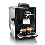 Siemens Kaffeevollautomat EQ.9 s300 TI923509DE, 10 individuelle Nutzerprofile, Milchbehälter, Premiummahlwerk, Heißwasserfunktion, Antikalk, automatische Dampfreinigung, extra leise, 1500 W, schw