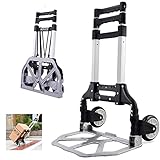 Aluminium Transportkarre - Sackkarre klappbar 75kg Last - Einkaufstrolley extra Langer Teleskopgriff 100cm -Alu-Karre inkl. Expanderseil – gummierter Griff - 2 Räder mit weichen Laufflächen -2 R