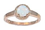 Elizabeth Jewelry 6 MM echtem Opal & Diamant Rund Ring 925 Sterling Silber 14 kt Rose Gold plated-uk-ring