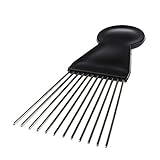SM SunniMix Afro Hair Kamm Black Plastic Griff & Metall Langzähne Haar Detting
