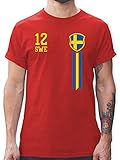 Fussball WM 2022 Fanartikel - 12. Mann Schweden Fanshirt - XXL - Rot - schweden Fussball - L190 - Tshirt Herren und Männer T-S