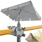 4smile Set – Sonnenschirm Balkon SunnyShade + Sonnenschirmhalter Balkongeländer SunnyGuy – UV 50+ Balkon-Sonnenschirm rechteckig, 200x125cm – Schattenwunder Komplettset, edel in Fb