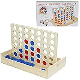 Smart Planet® Vier Gewinnt Brettspiel aus Holz - kleines Reise Spiel für Kinder und Erwachsene - 4 in Einer Reihe in der praktischen Holzbox