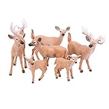 Amosfun 6 Stücke Mini Rentier Figur Elch Hirsch Figur Weihnachten Deko Figuren Miniaturfiguren Tierfigur Dekofigur Weihnachtsfigur Tischdeko Weihnachtsdeko Weihnachtsschmuck(zufällig)