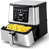 Heißluftfritteuse Scheffler 5,5L XXL Friteuse Airfryer Friteuse Heissluft ohne Fett ,Power Airfryer mit LED-Touchscreen,7 Programmen,Thermostat und Timer,BPA und PFOA F