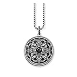 OYZY Lotus Black Anhänger Halskette, Klassische Link- Kette Schmuck Europa- Stil 925 Gestern Silbercharme Halskette Bijoux Geschenk for Frauen, Mutter, Mädchen (Size : 90cm)