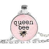 Halskette mit Anhänger in Form einer Bienenkönigin, Biene, Hummel, Insekten, Lichtk