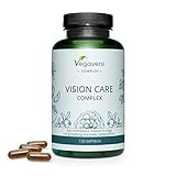 VISION CARE Vegavero ® | Augenvitamine: Lutein & Zeaxanthin | SEHKRAFT & AUGEN* | 120 Kapseln | mit Beta Carotin, Heidelbeere, Vitamin B2 & Zink | Ohne Zusätze | Veg