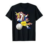 Dabbing Einhorn Ukraine Volleyball Ukrainische Flagge Sport T-S