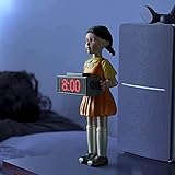 MAWOLY Wecker Musik Wecker Hölzerne Weibliche Puppe Wecker 123 Holz Uhr Horror Sound Schlafzimmer Elektronische Alarm Sammlerstücke Spielzeug Geschenk