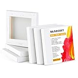 MIAHART 6 Stk. 4'x 4' Mini Stretched Canvas White Blank Canvas 10x10cm Kunstleinwände Bretter zum Malen und Dekorieren von Acrylöl (10x10cm)