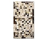 Zerimar Natur-Patchwork-Teppich | Lederteppiche | Maße: 120x60 cm | Wohnzimmerteppich Leder | Teppichdekoration | Schlafzimmerteppiche | Kuhleder-Tepp