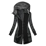 AEftrior Winterjacke Damen Winter Jacke Sweatjacke mit Kapuze Elegant Herbst Winter Warme Baumwolle Parka Mantel Midi Lang Wintermantel Outdoor Sport HIking Radfahren Outdoorjacke Funktionsjack