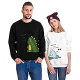 WSAD Unisex Pullover ohne Kapuze,DUTYLOVE Frauen Schön Dinosaurier Drucken zur Seite Fahren für Liebhaber Passende Sweatshirt Paar Hochzeit Jubiläum Personalisiert (L, Herren A)