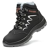Blueskyli Sicherheitsschuhe Herren Damen Arbeitsschuhe S3 Leicht Wasserdicht Hoch Sicherheitsstiefel Winter Warm Gefüttert Schutzschuhe mit Stahlkapp
