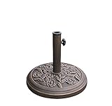 Aspect Robuster Sonnenschirmständer für den Garten, 9 kg, rundes Blumen-Design, Bronze-Finish, Gusseisen-Effekt, 9 kg Gusseisen, Bronze-Effekt, B