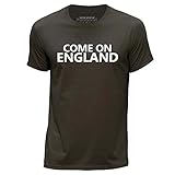 Stuff4 Herren/Klein (S)/Dunkelbraun/Rundhals T-Shirt/Come On England Footb