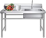 ZRBD-ds Restaurant Bar Kitchen Special Speisewasser-Tankgerät, Edelstahl-Waschbecken, Küche mit Klammern, Trog, Lagergestell, Wasserhahn, Leftsink-1mm (Color : Rightsink, Size : 0.6mm)