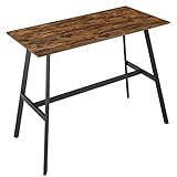 Acaza Bartisch, rechteckiger Stehtisch im Industrial Design, Küchentresen mit Vintage Holz und Metallgestell, Bistrotisch für die Küche, Wohnzimmer, Esszimmer, Konsolentisch L120x H91,5X B60