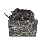 vianmo Bronzeskulptur Bronzefigur Statue Tier Zoo Liegendes Nashorn H