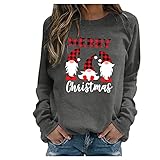 Weihnachten große größen Damen Herbst t-Shirt Damen Oversize scharzes top Chiffon fokuhila Bluse Island Pullover Damen Flamingo Hemd Sweatshirts für Damen Damen Pullover Baumw