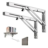 ansd 250mm klappkonsole schwerlast,2 Stück klappwinkel, Klappbare Konsole, klapptisch schwerlast, für Profis Bankregal-Wandmontage (Silber, 10'')