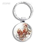 Owenqian SchlüSselband Geschenke, Elch Silberplatte Schlüsselkette Hirsch Schmuck Charme Elch Collage Anhänger Mode Glas Cabochon Schlüsselring