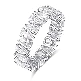 BONLAVIE 925 Sterling Silber Verlobung Ehering für Frauen Birnenschliff Cubiz Zirkonia Promise Ring Größe 57