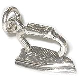 Flat Iron Old Style Sterling Silber Charm .925 x 1 Bügeleisen Bügelanhäng