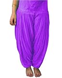 Lakkar Haveli Indische Damenhose Haremshose Bohemian Ethno Dhoti Salwar 100% Baumwolle Patiyala Lila Farbe (5,5 m Stoff für Größe 7XL)