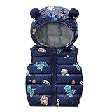 Daunenweste Baby Mädchen Junge Daunen Weste Mit Cartoon-Print Mit Ohren Parka Winter Outwear Babyweste Vest Herbstweste Steppweste Wintermantal Winterweste Fleeceweste Mantel Plüschweste (6M-4Y)