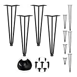 Relaxdays Hairpin Legs, 4er Set, 3 Streben, Metall, Haarnadel Tischbein für Hocker, Tisch & Schrank, 40 cm hoch, schw