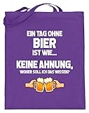 shirt-o-magic Oktoberfest: Tag ohne Bier? Unmöglich - Jutebeutel (mit langen Henkeln) -38cm-42cm-V