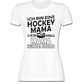 Eishockey Trikot Ersatz - Ich Bin eine Hockey Mama - So wie eine Normale Mama nur viel Cooler - schlicht - schwarz - XL - Weiß - Geschenk - L191 - Tailliertes Tshirt für Damen und Frauen T-S