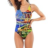BEUSS Seedampfschifföle Angeln Badeanzug Damen Badeanzüge Einteilier Bademode Sportlich Schwimmanzug Monokini für M