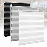 Lospitch Doppelrollo Klemmfix Rollos für Fenster ohne Bohren & zum Bohren (Schwarz 100 x 175cm) Duo Rollo Lichtdurchlässig Aber Blickdicht, Klemmrollo, Fensterrollo, Zeb