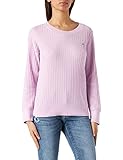 Tommy Hilfiger Damen Textured REG Open C-NK Sweater Pullover, Luminous Lilac, XS