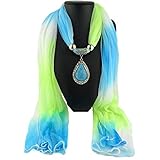 MYBOON Frauen Schal Farbverlauf Wassertropfen Anhänger Schmuck Schals Ombre Chiffon Halsk