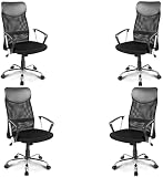 Festnjght Bürostuhl Schreibtischstuhl Bürodrehstuhl Ergonomischer Design Chefsessel mit Kopfstütze, Netzrücken/Wippfunktion/Feste Armlehne/Höhenverstellbar，4p