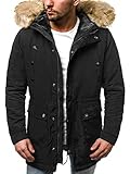 OZONEE Herren Winterjacke Jacke Parka Farbvarianten Warm Winterparka Funktionsparka Wintermantel Lange Kunstfell Gefüttert Outdoor Puffer Jacket Gepolstert 777/7763K SCHWARZ XL