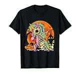 Dab Skelett Einhorn Halloween Vollmond Kinder Unicorn Zombie T-S
