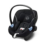 CYBEX Gold Babyschale Aton M i-Size, Inkl. Neugeboreneneinlage, Für Kinder ab 45 cm bis 87 cm, Max. 13 kg, Deep Black